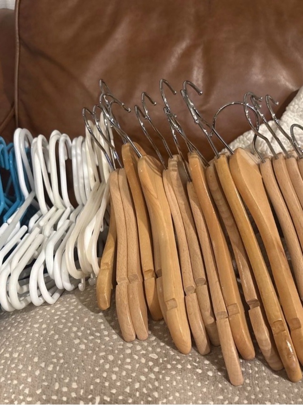 Wooden and White Plastic Multi-Pack Hangers
